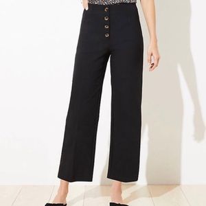 LOFT Black Button Fly Wide Leg Ankle Pant Size 12